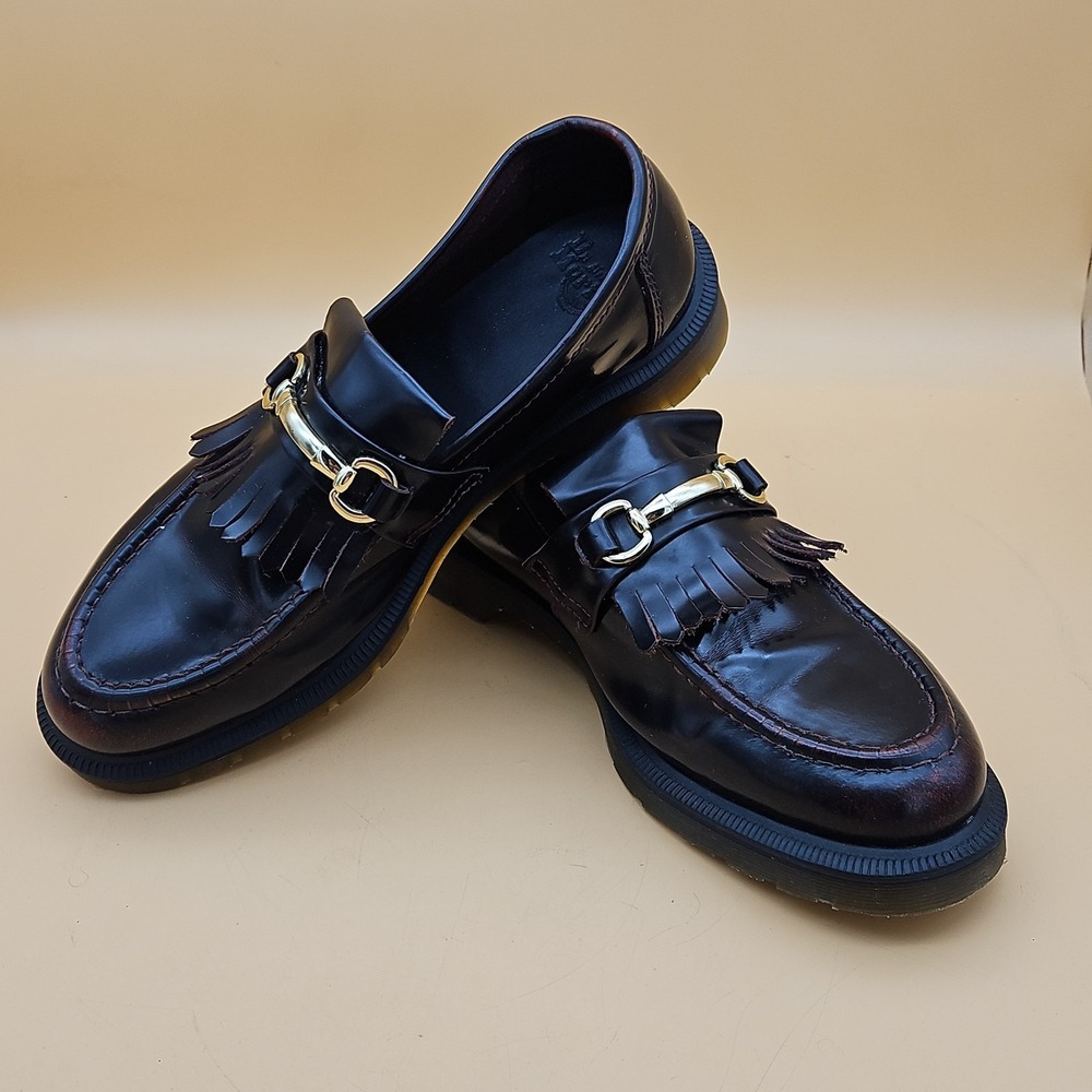 Dr Martens Adrian Snaffle Cherry Red Men's 10 Kiltie Leather Loafer Shoes Docs - Picture 5 of 9